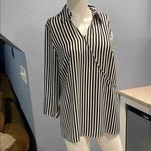 TALBOTS Striped Black and White Women's Blouse